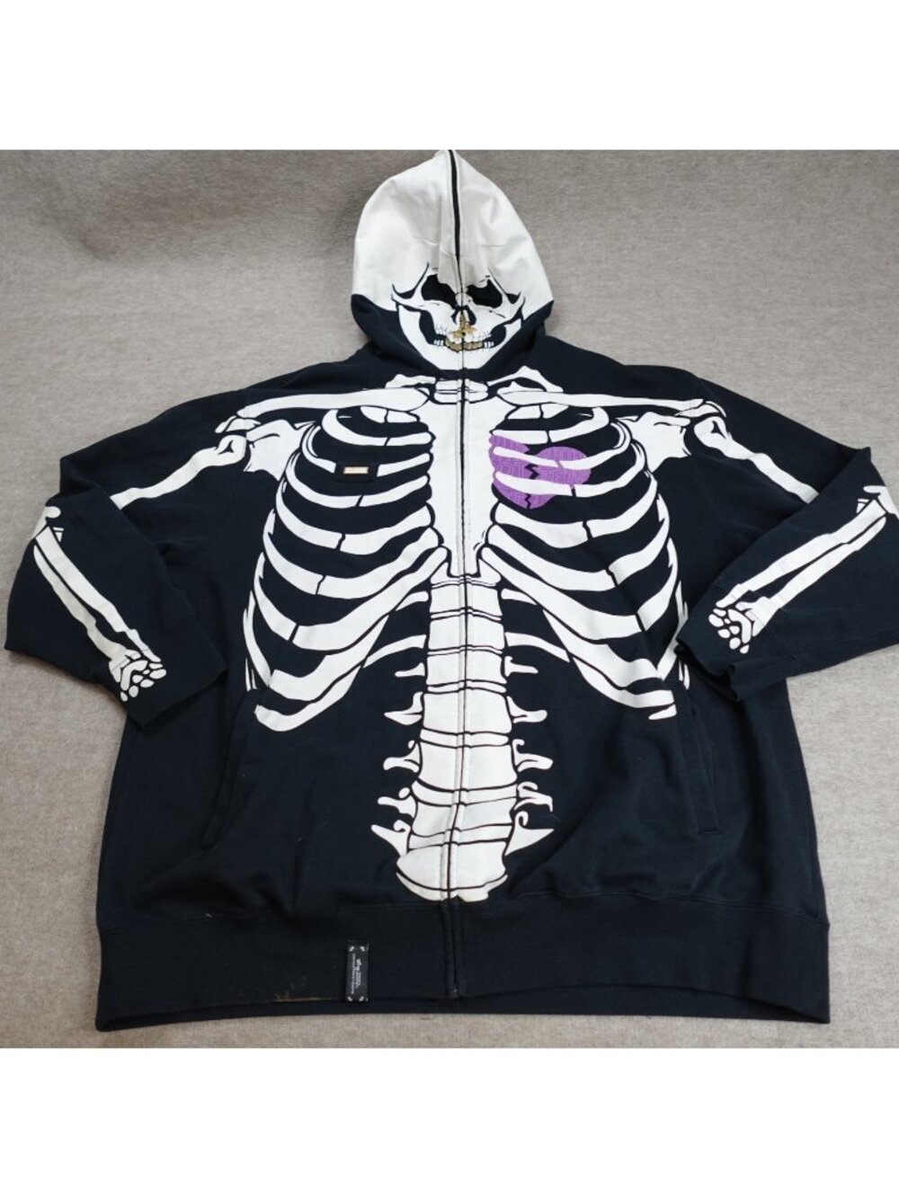 LRG Mens Hoodie 4XL Black Skeleton Full Zip Dead Serious